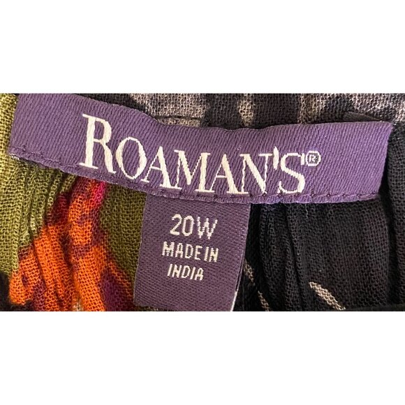 NEW ROAMANS Floral Tunic Semi Sheer Button Short Sleeve Blouse Top Plus 20W - Picture 4 of 4